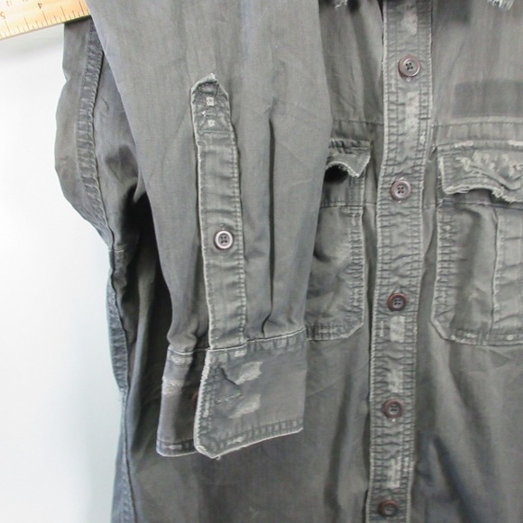 Abercrombie & Fitch Muscle Y2K Shirt Men M Gray Distressed Utility Military 582 - Picture 9 of 12